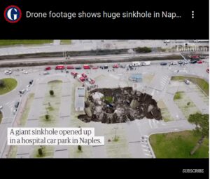 Huge sinkhole opens in Naples hospital parking lot, consuming several cars, Italy.png